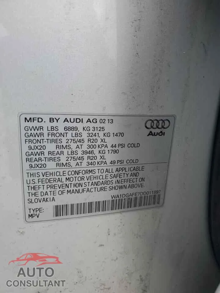 2013 AUDI Q7 Damaged VIN WA1DGAFE7DD011897 – photo 13
