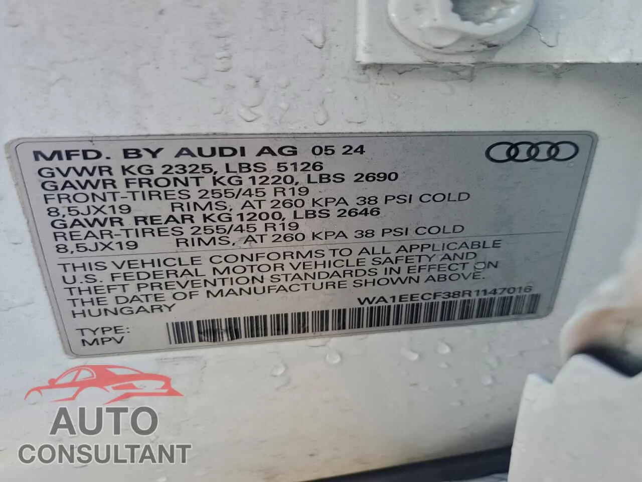 2024 AUDI Q3 Damaged VIN WA1EECF38R1147016 – photo 13