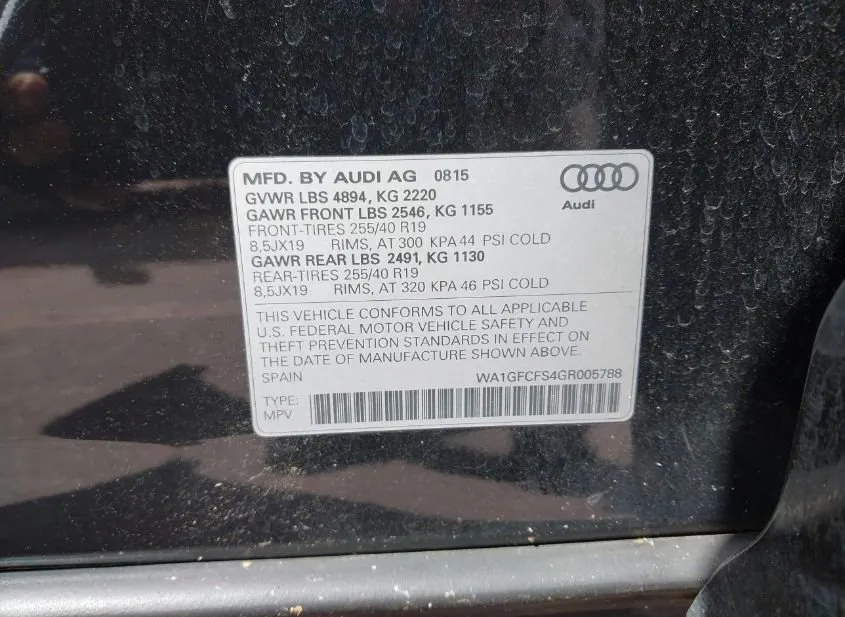 2016 AUDI Q3 Used VIN WA1GFCFS4GR005788 – rear exterior 2016 AUDI Q3 Used VIN WA1GFCFS4GR005788 – rear exterior