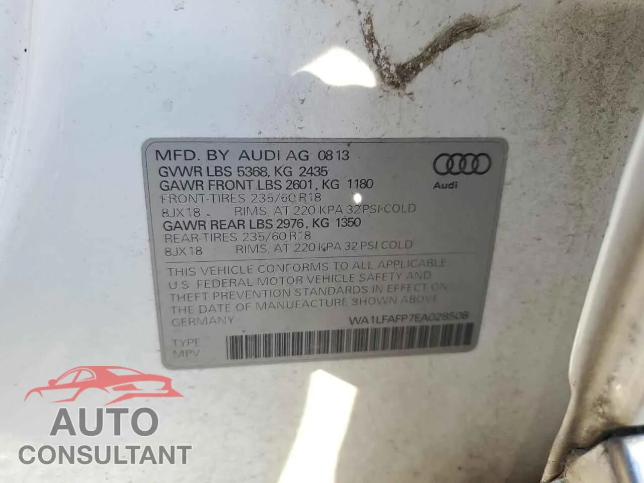 2014 AUDI Q5 Damaged VIN WA1LFAFP7EA028508 – photo 13