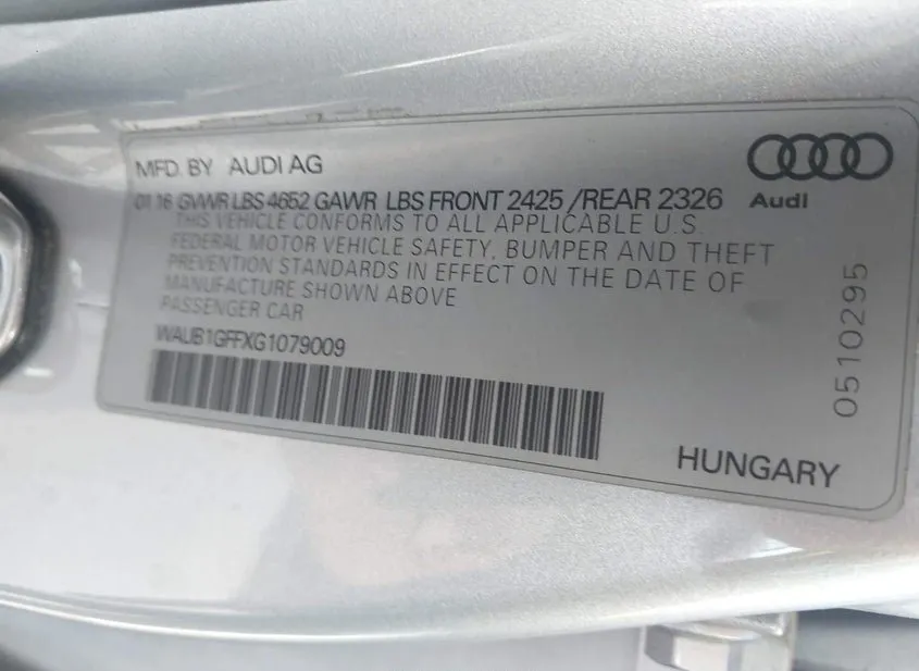 2016 AUDI S3 Used VIN WAUB1GFFXG1079009 – undercarriage