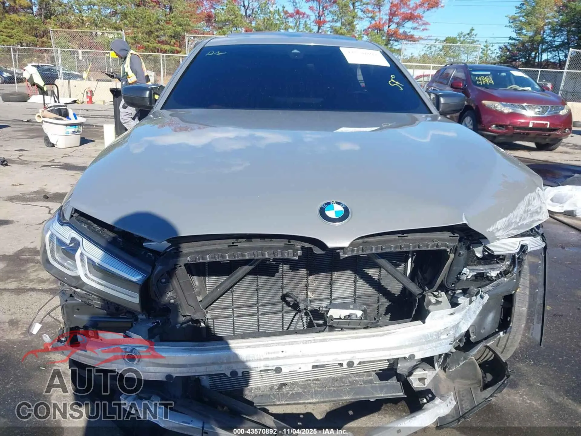 2021 BMW 530I Damaged VIN WBA13BJ00MWX15818 – engine bay