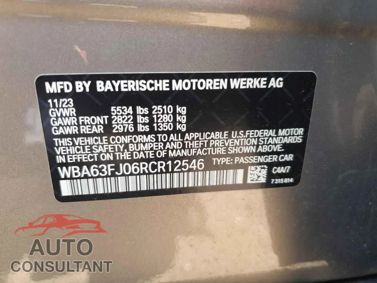 2024 BMW 5 SERIES Damaged VIN WBA63FJ06RCR12546 – photo 12