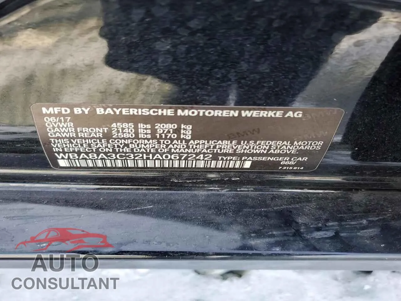 2017 BMW 3 SERIES Damaged VIN WBA8A3C32HA067242 – photo 12 2017 BMW 3 SERIES Damaged VIN WBA8A3C32HA067242 – photo 12