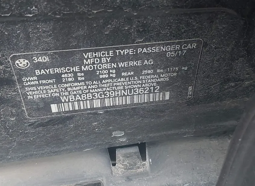 2017 BMW 340i Used VIN WBA8B3G39HNU36212 – undercarriage