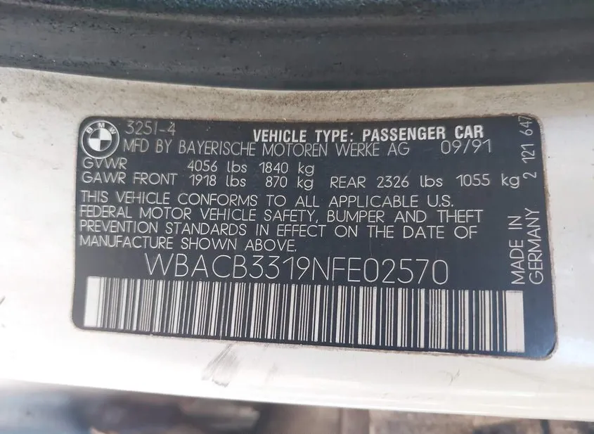 1992 BMW 325i Used VIN WBACB3319NFE02570 – photo 11