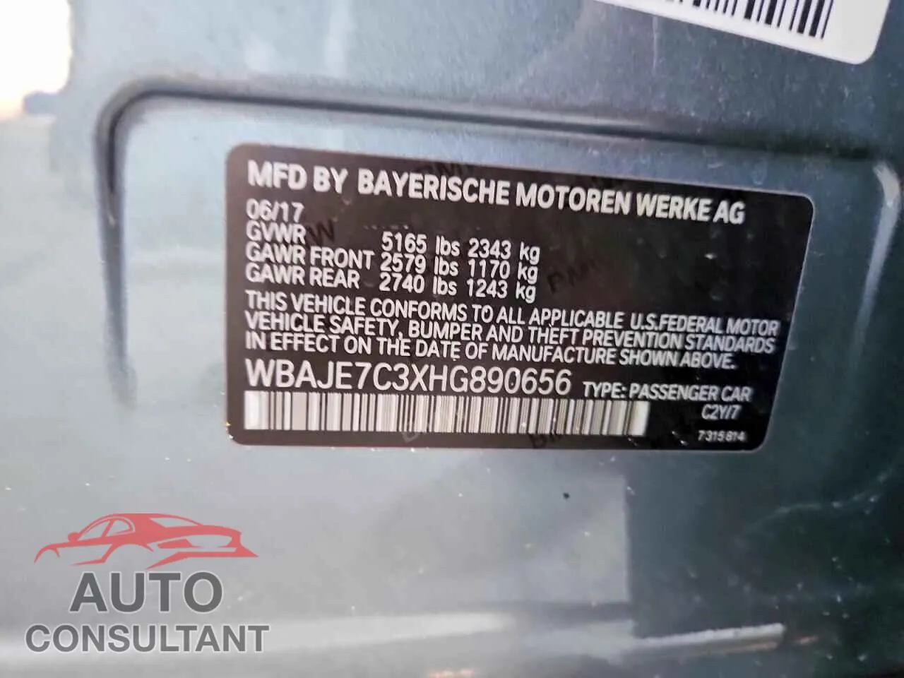 2017 BMW 5 SERIES Damaged VIN WBAJE7C3XHG890656 – photo 12