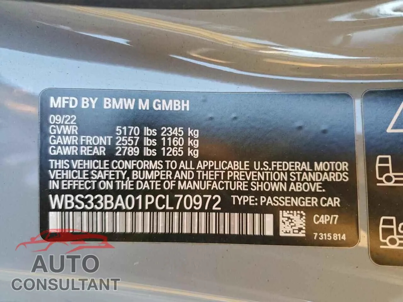 2023 BMW M4 Damaged VIN WBS33BA01PCL70972 – photo 12