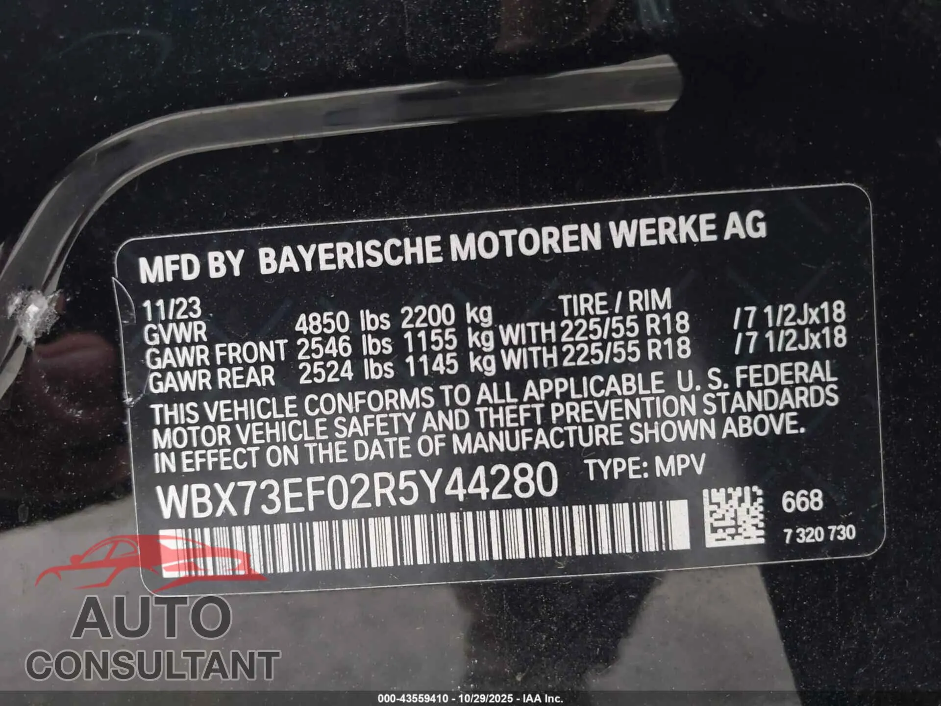 2024 BMW X1 Damaged VIN WBX73EF02R5Y44280 – trunk area 2024 BMW X1 Damaged VIN WBX73EF02R5Y44280 – trunk area