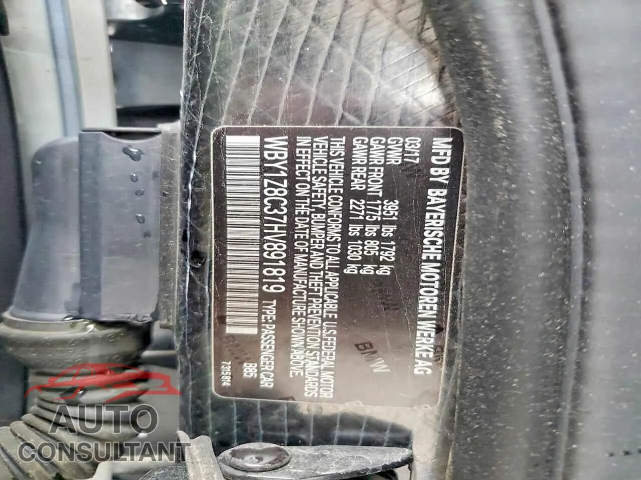 2017 BMW I SERIES Damaged VIN WBY1Z8C37HV891819 – photo 13