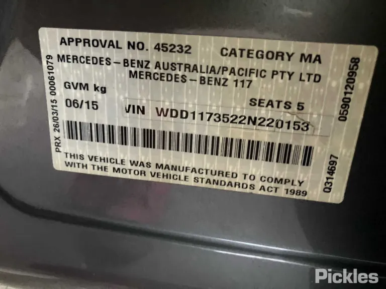 2015 Mercedes-Benz CLA-Class Damaged VIN WDD1173522N220153 – rear exterior