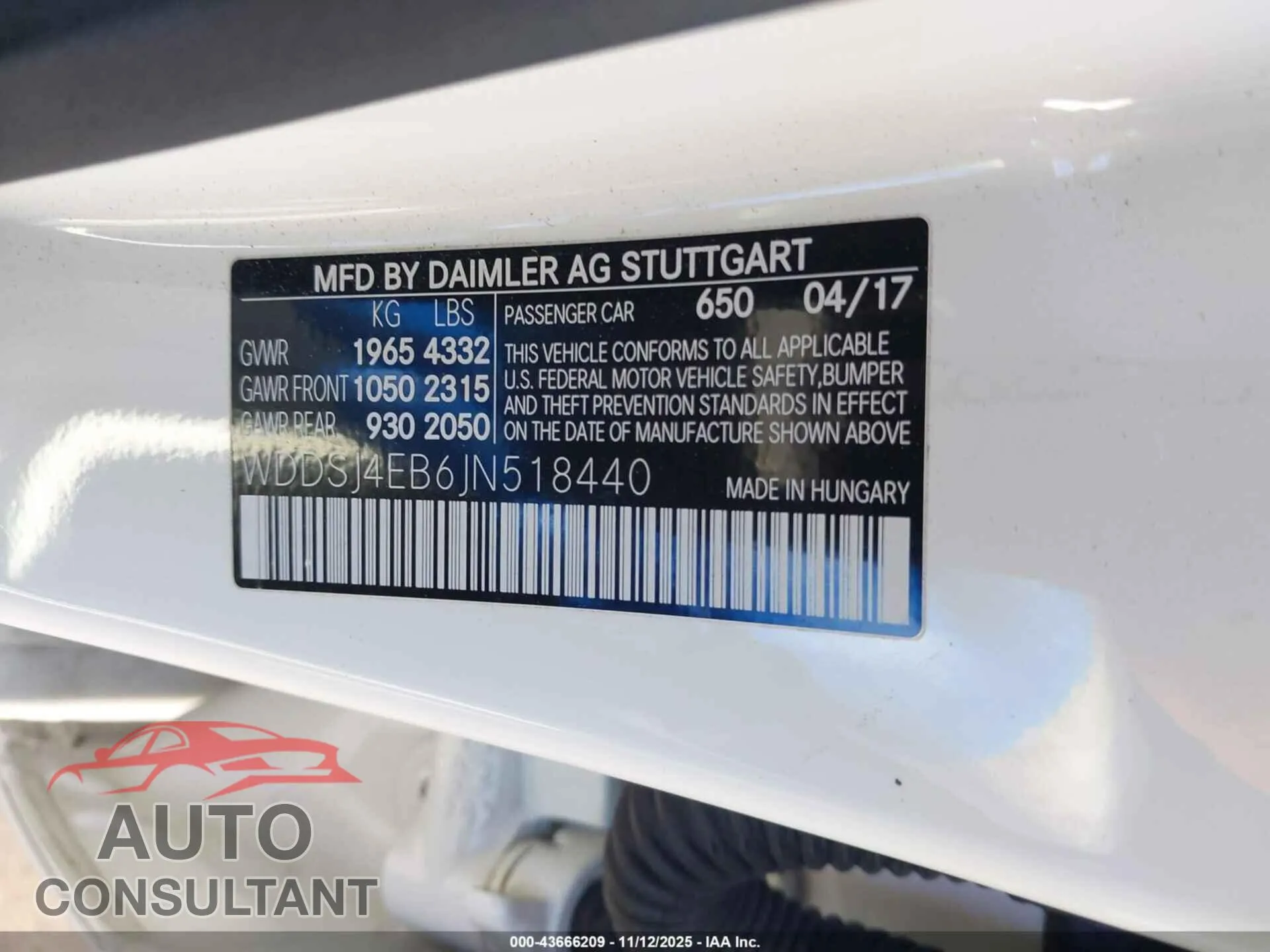 2018 MERCEDES-BENZ CLA 250 Damaged VIN WDDSJ4EB6JN518440 – trunk area